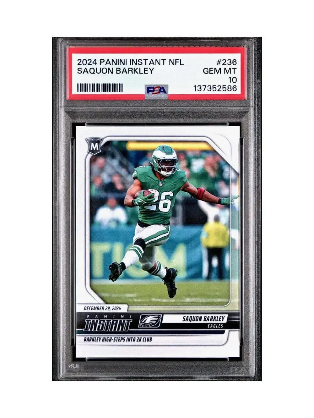 Saquon Barkley 2024 Panini Milestone NFL #236 Eagles 1 of 809 PSA 10 Gem Mint